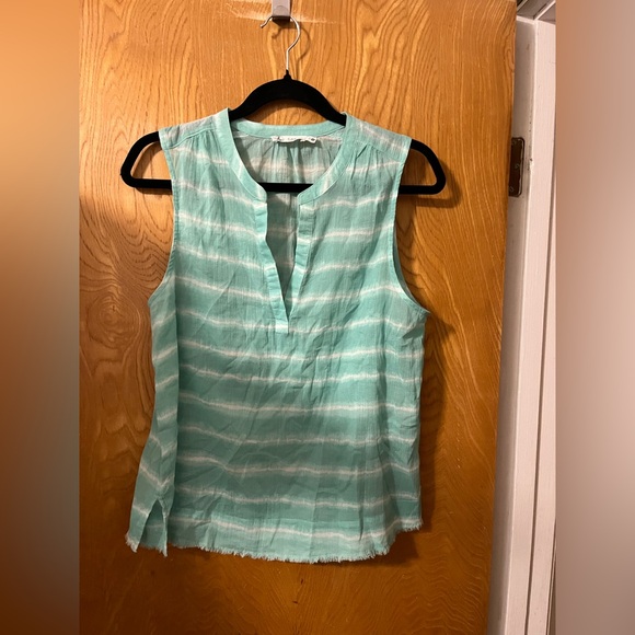 Carve Designs Dylan Aqua Striped Sleeveless Blouse M - Picture 1 of 6